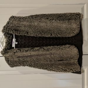 Sebby faux fur and knitted vest extra large gray